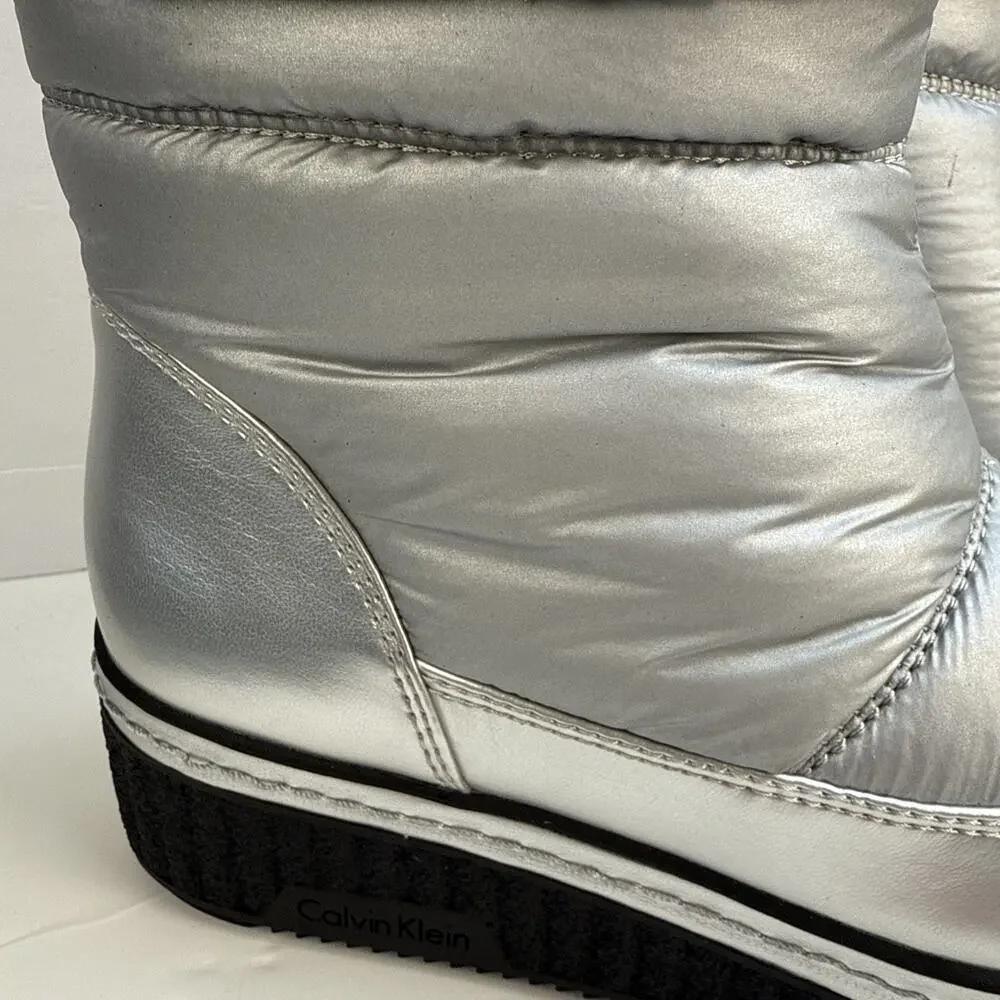 Calvin Klein Leonie Silver Winter Boots Women's‎ Size 6 M Ankle NIB - Picture 3 of 10